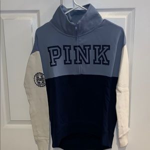 PINK color block sweatshirt